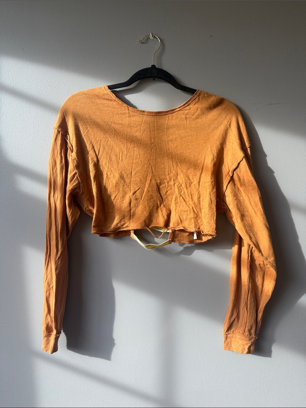 Free People Cropped Long-Sleeve Women's Top in Rust Orange